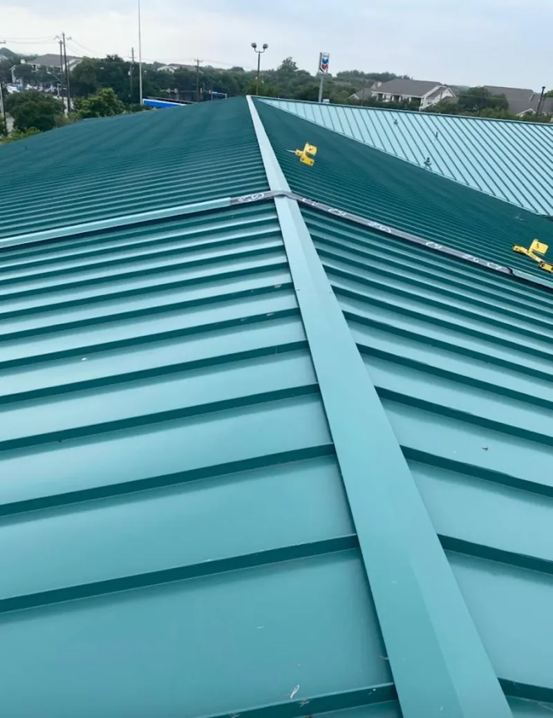 Green commercial metal roof ridge and valley for Metal Roof Repair in Abbeville